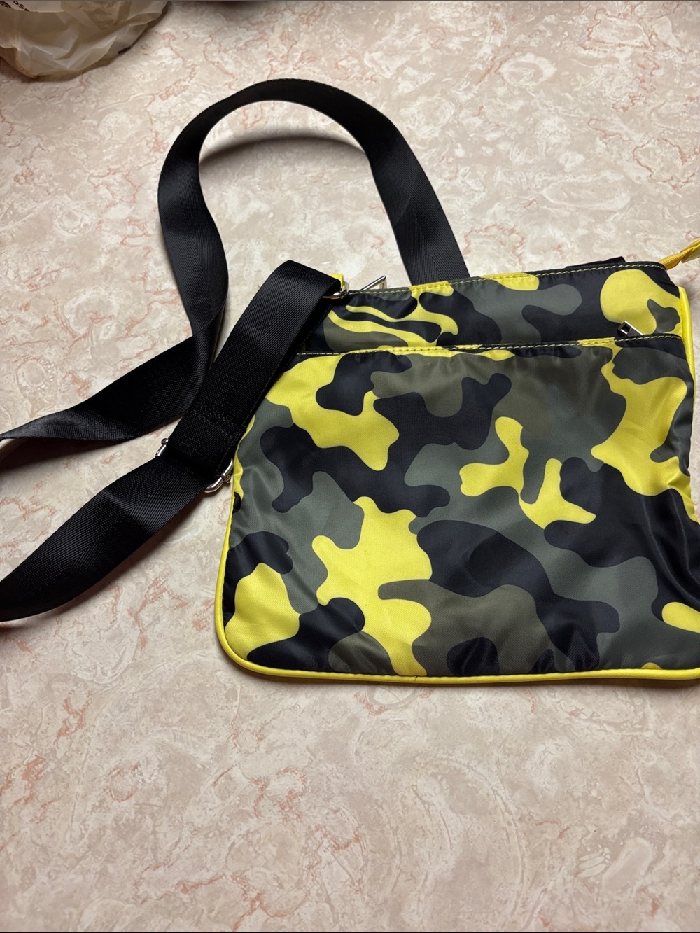 Yellow & Black Camo Crossbody Bag for Women